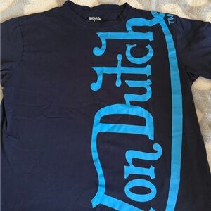 Von Dutch Vertical Logo Tee Shirt - Navy Blue